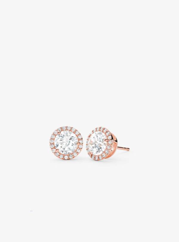 Damske Nausnice Michael Kors Precious Metal-Plated Sterling Silver Pavé Large Studs Ruzove Zlate - Šperky Michael Kors Obchod | YSOIX-4965